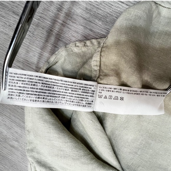 ABERCROMBIE FITCH Linen Button Down Short Sleeve Shirt Mens XL Light Beige - Picture 7 of 12